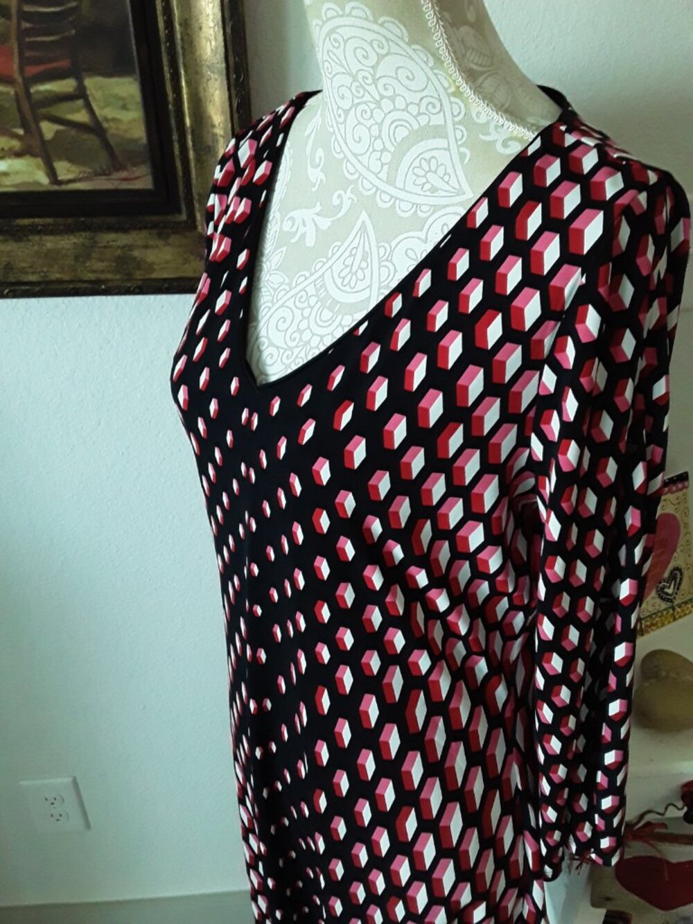 White House Black Market lovely color block midi dress size M